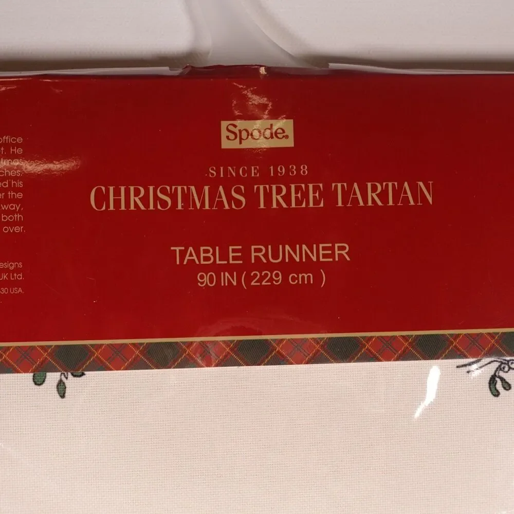 Spode Holiday Christmas Tree Tartan Table Runner 90